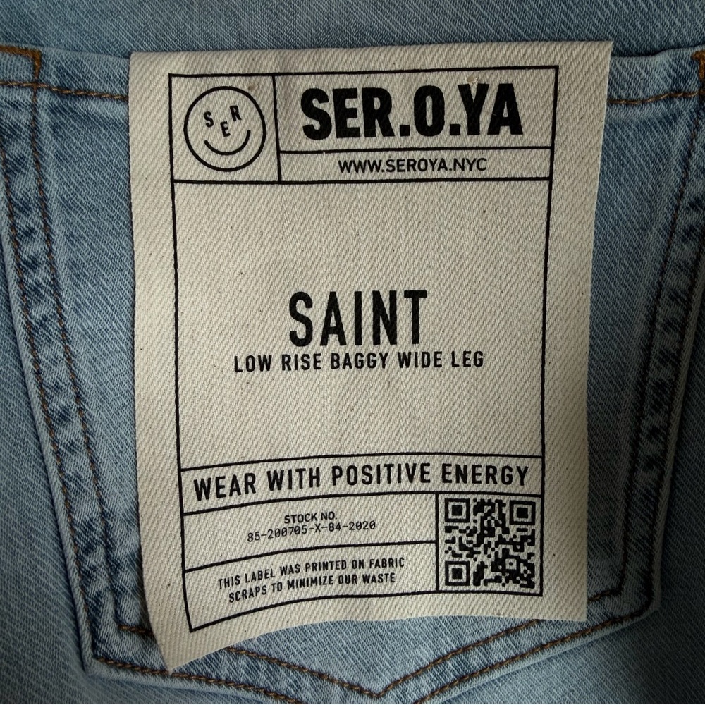 New! SER.O.YA Saint low rise baggy wide leg oversized blue jean 36032 - Picture 14 of 16